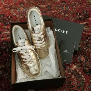BNIB Gold Glitter Coach Sneakers